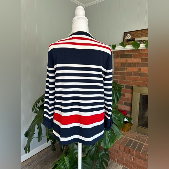 🛍️ Jones New York multi color Cardigan with button front and fold up sleeve. - Picture 2 of 6